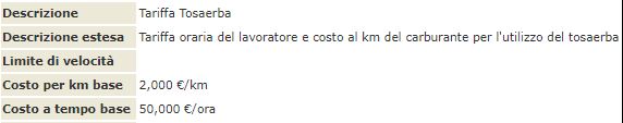 tariffa tosaerba oraria e kilometrica